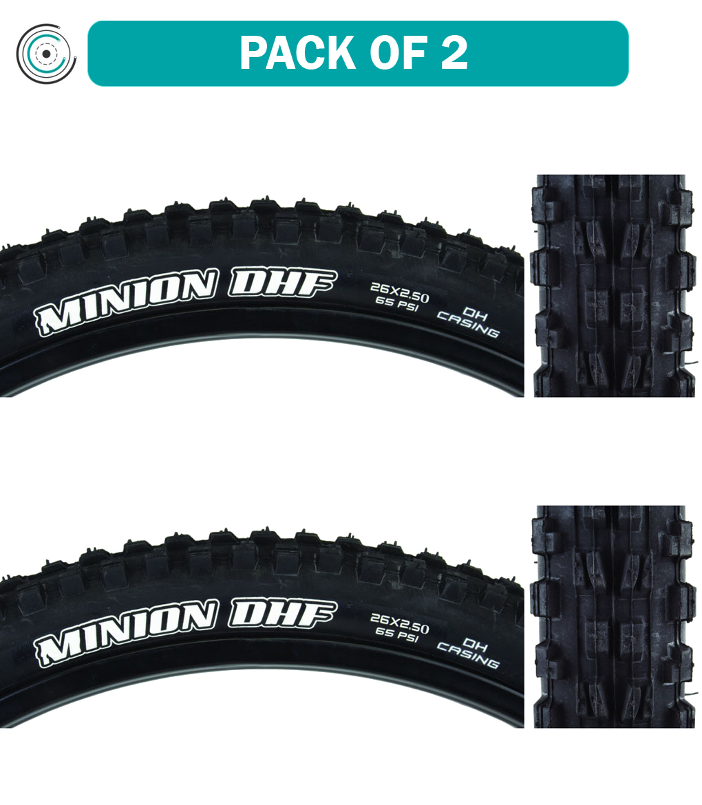 Pack of 2 Maxxis Minion DHF 26x2.5 Clincher Wire TPI 65