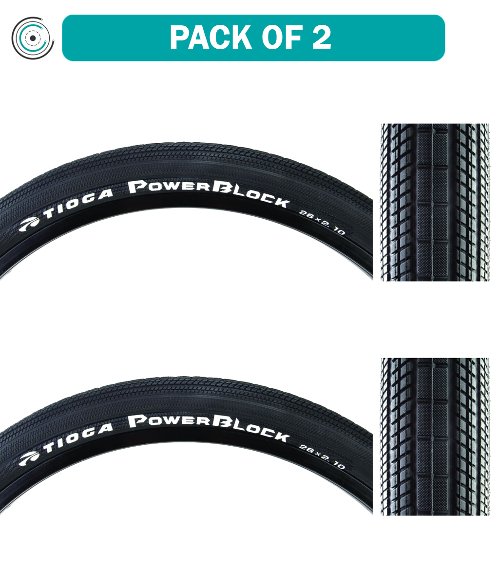 Pack of 2 Tioga PowerBlock 26x2.1 Clincher Wire TPI 65 Blk