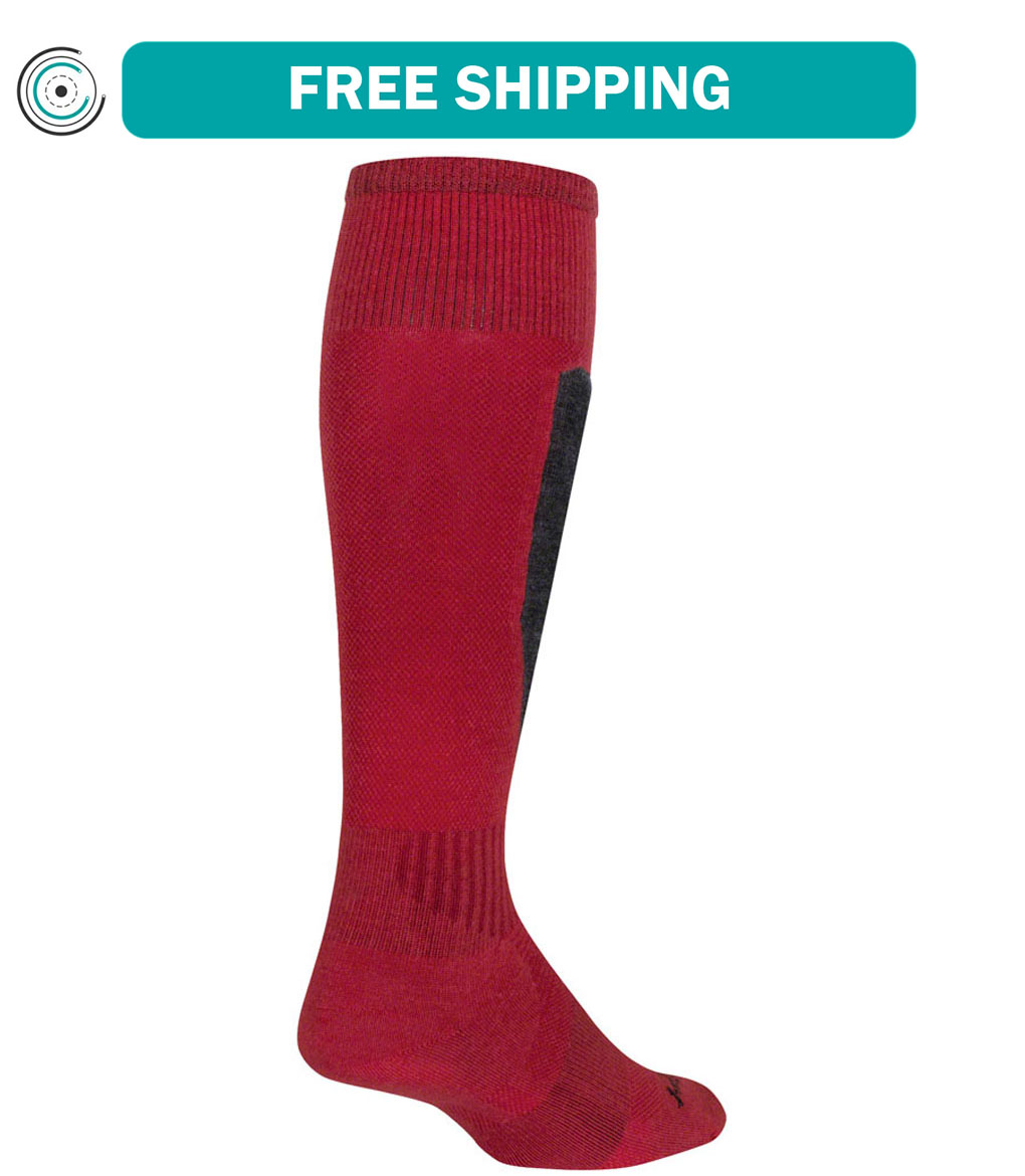 SockGuy Mountain Flyweight Wool Socks - 12 inch, Red, Small/Medium