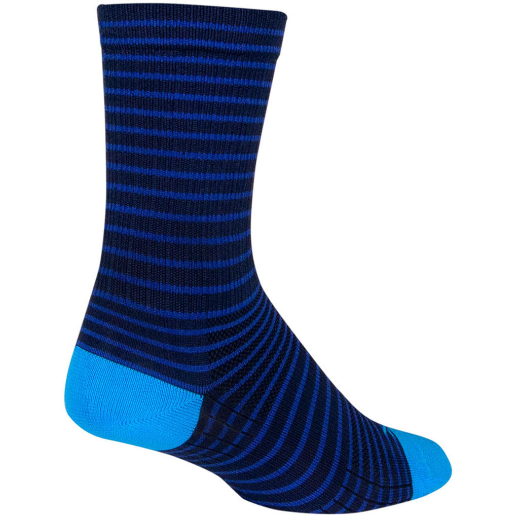 SockGuy Navy Stripes SGX Socks - 6 inch, Navy, Large/X-Large